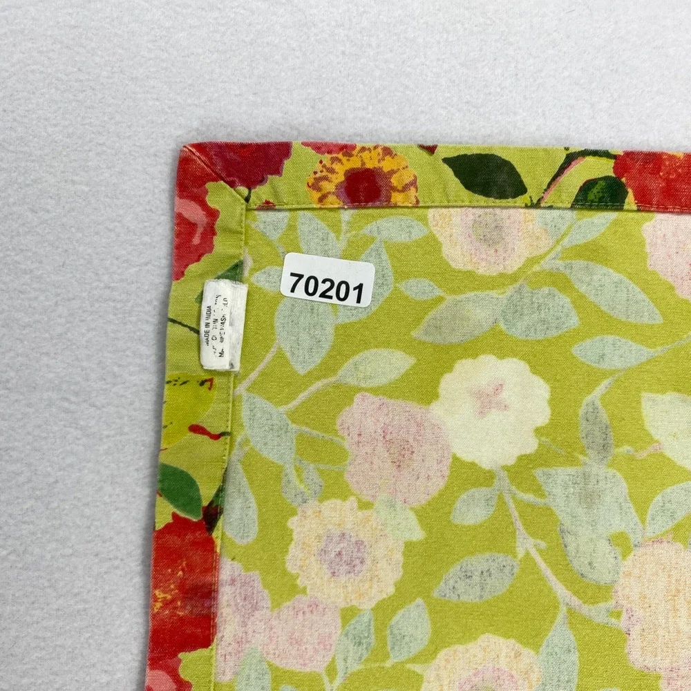 CRATE & BARREL Set of 6 Louise Placemats Floral Heavy Woven Cotton Green 14